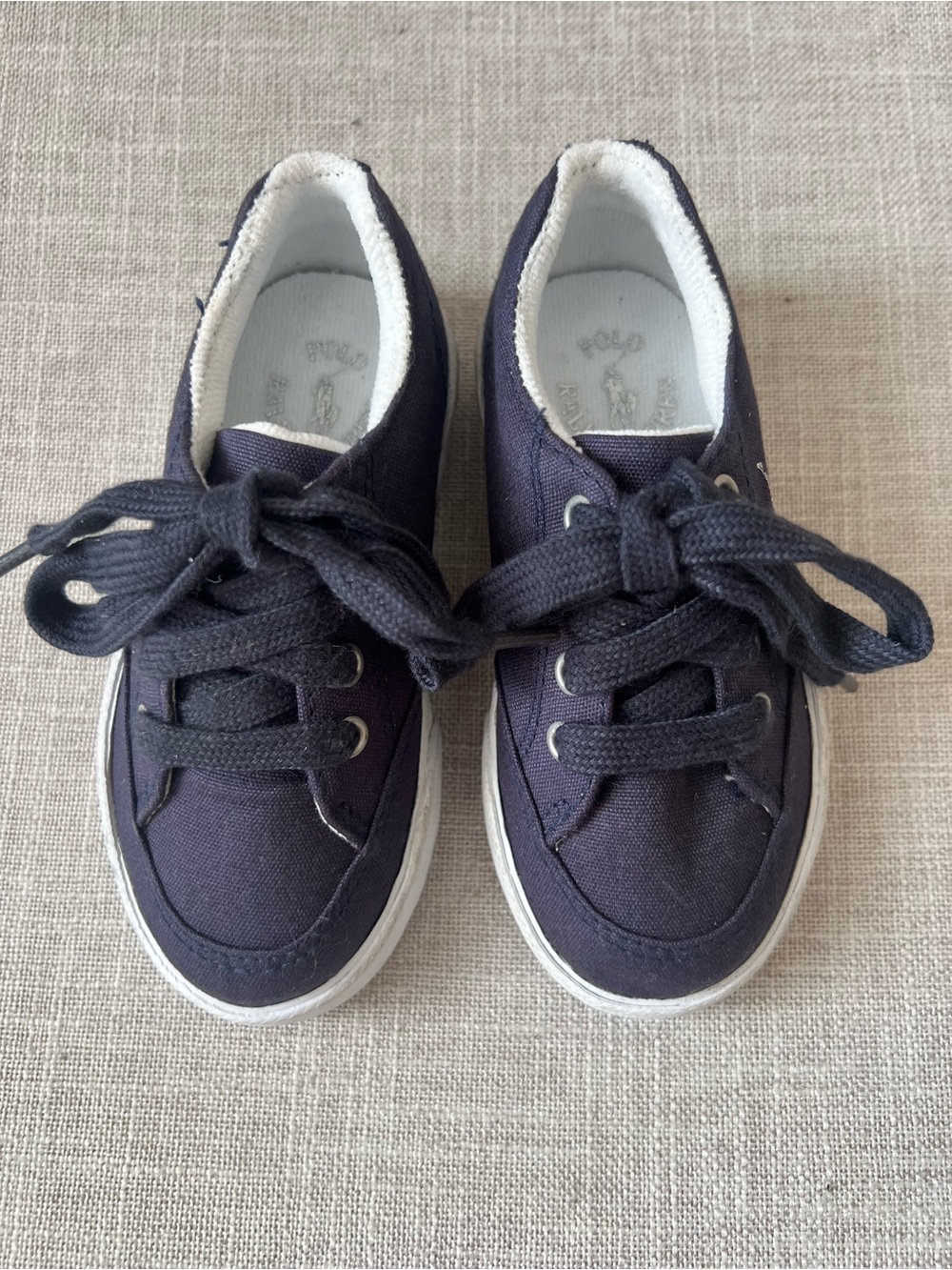 Polo by Ralph Lauren Navy Canvas Lace-Up Sneakers, Kids 7, luxury outdoor school